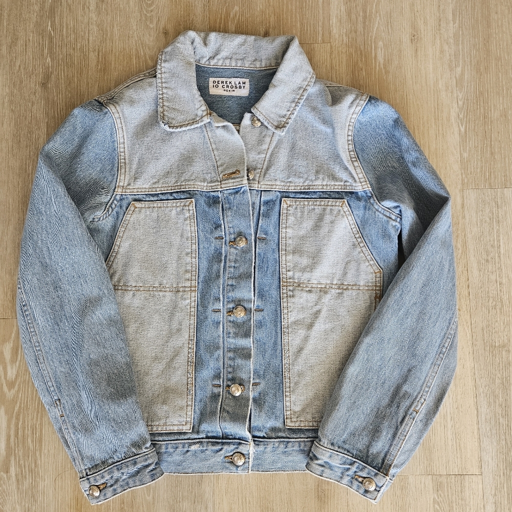 Derek Lam 10 Crosby Toby Denim Jean Jacket Two Tone Pockets Women's Size M